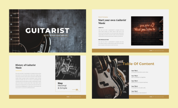 Guitarist: A Music Presentation Template for Creative Pitching