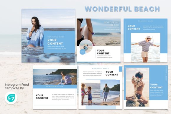 Instagram Feed Template- Wonderful Beach: A Visual Escape for Your Brand